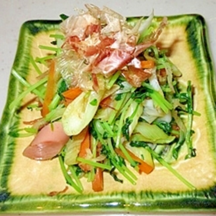 弁当のおかず♪シャキシャキ豆苗の野菜炒め